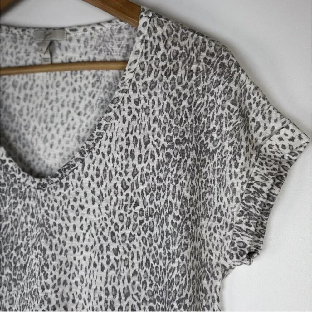 Joie Shirt Womens Small Animal Print Linen‎ Short Sleeve Lightweight Top Blouse
